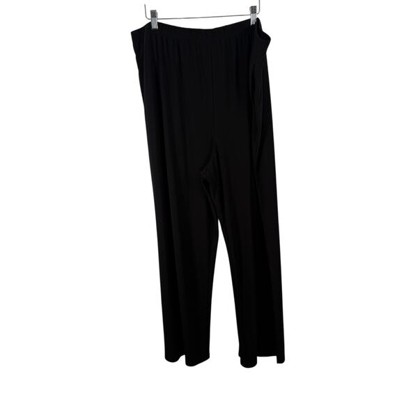 IC Connie K Collection Black Straight Leg Pant Pull On Slinky Lagenlook Women 3x - Picture 1 of 5